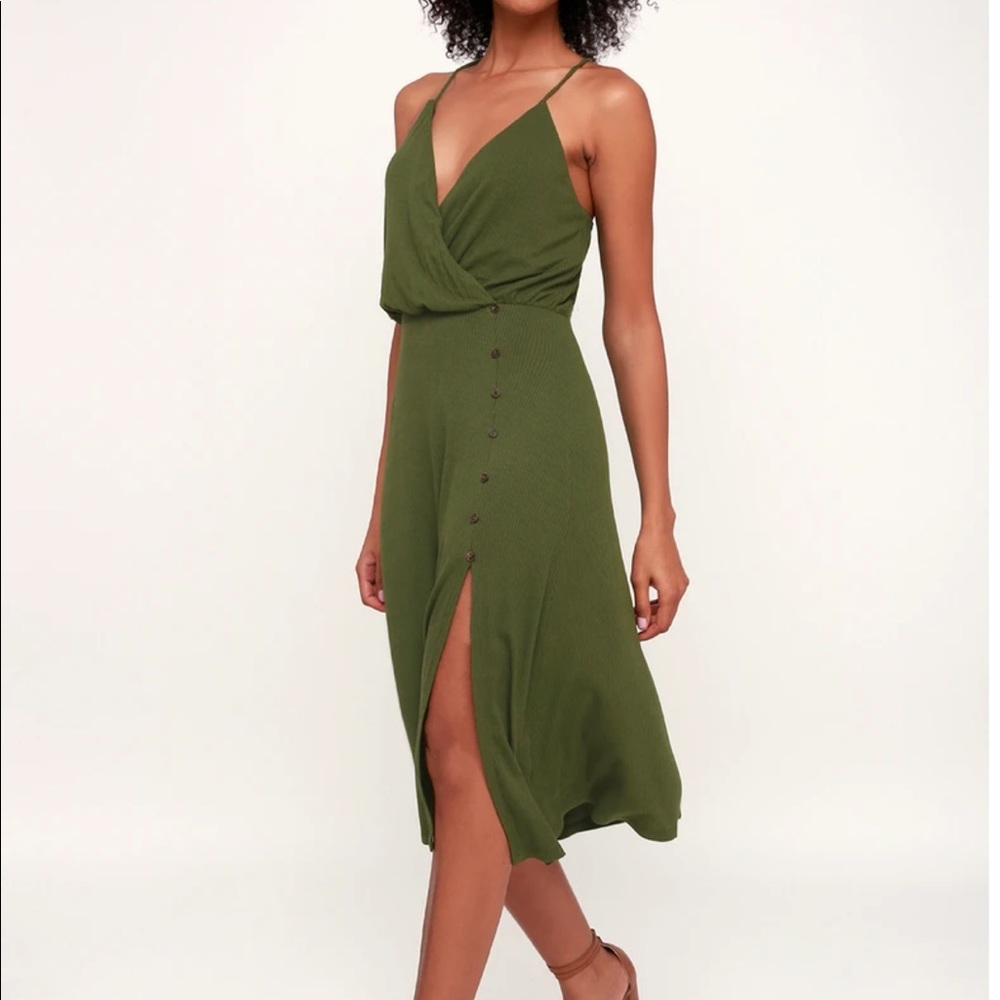 Lulu's Olive Green Midi Dress